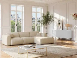 Vente-unique Buffetkast-Buffetkast Met 4 Deurtjes Van Mdf En Staal - Wit En Goudkleurig - Yesinia