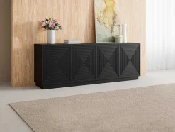Vente-unique Buffetkast-Buffetkast Met 4 Deurtjes Van Mdf - Zwart - Mezulia