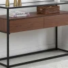 Vente-unique Sidetable-Buffetkast Met 2 Lades Van Mdf, Gehard Glas En Metaal - Donker Naturel - Camata