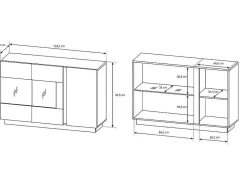 Vente-unique Buffetkast-Buffetkast Murari - 3 Deuren - Met Ledverlichting - Hoogglans Wit En Eiken