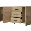 Vente-unique Buffetkast-Buffetkast Portland - 3 Laden En 3 Deuren - Kleur: Eiken En Zwart