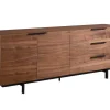 Vente-unique Buffetkast-Buffetkast Tayron - 2 Deuren En 3 Laden - Mdf En Metalen Poten - Kleur: Walnoot