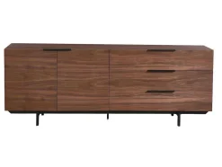 Vente-unique Buffetkast-Buffetkast Tayron - 2 Deuren En 3 Laden - Mdf En Metalen Poten - Kleur: Walnoot