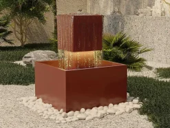MYLIA Tuindecoratie-Buitenfontein Van Roestvrij Staal Met Ledverlichting - H65 Cm - Terracotta - Cardina