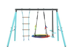 ModernLuxe Spel Voor Buiten-Buitenspellen Metalen Frame - In Hoogte Verstelbare Schommel- En Klimladder - Geschikt Voor Kinderen Vanaf 3 Jaar - Blauw