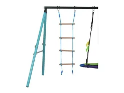 ModernLuxe Spel Voor Buiten-Buitenspellen Metalen Frame - In Hoogte Verstelbare Schommel- En Klimladder - Geschikt Voor Kinderen Vanaf 3 Jaar - Blauw