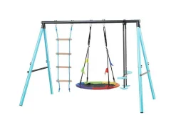 ModernLuxe Spel Voor Buiten-Buitenspellen Metalen Frame - In Hoogte Verstelbare Schommel- En Klimladder - Geschikt Voor Kinderen Vanaf 3 Jaar - Blauw