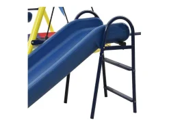 ModernLuxe Spel Voor Buiten-Buitenspellen Metalen Frame - 2 In Hoogte Verstelbare Schommels, Basketbalring En Glijbaan - Geschikt Voor Kinderen Vanaf 3 Jaar - Geel