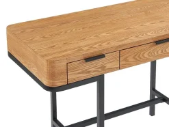 Vente-unique Bureaumeubel-Bureau Met 3 Lades - Mdf En Metaal - Naturel En Goudkleurig - Lisela