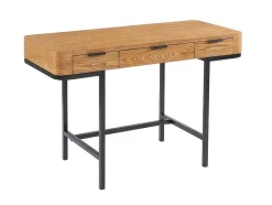 Vente-unique Bureaumeubel-Bureau Met 3 Lades - Mdf En Metaal - Naturel En Goudkleurig - Lisela