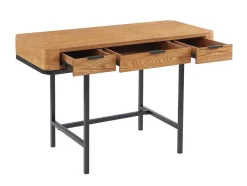 Vente-unique Bureaumeubel-Bureau Met 3 Lades - Mdf En Metaal - Naturel En Goudkleurig - Lisela