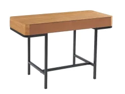 Vente-unique Bureaumeubel-Bureau Met 3 Lades - Mdf En Metaal - Naturel En Goudkleurig - Lisela