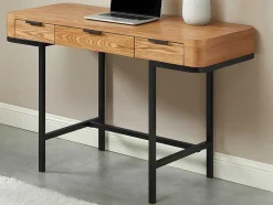 Vente-unique Bureaumeubel-Bureau Met 3 Lades - Mdf En Metaal - Naturel En Goudkleurig - Lisela