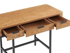 Vente-unique Bureaumeubel-Bureau Met 3 Lades - Mdf En Metaal - Naturel En Goudkleurig - Lisela