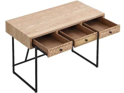 Vente-unique Bureaumeubel-Bureau Met 3 Lades - Mdf En Metaal - Kleuren: Naturel En Zwart - Akivi