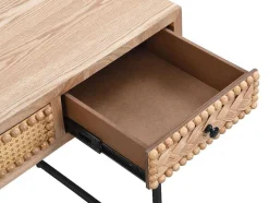 Vente-unique Bureaumeubel-Bureau Met 3 Lades - Mdf En Metaal - Kleuren: Naturel En Zwart - Akivi