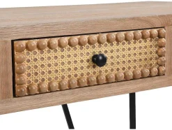 Vente-unique Bureaumeubel-Bureau Met 3 Lades - Mdf En Metaal - Kleuren: Naturel En Zwart - Akivi