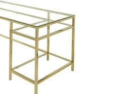 PASCAL MORABITO Bureaumeubel-Bureau Met 2 Rekken - Gehard Glas En Staal - Goudkleurig - Tizio - Van