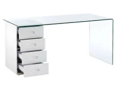 Vente-unique Bureaumeubel-Bureau Muriel Met Opbergruimte - 4 Laden - Gehard Glas & Mdf