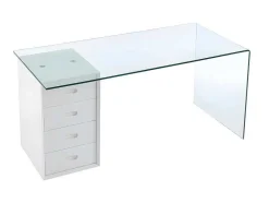 Vente-unique Bureaumeubel-Bureau Muriel Met Opbergruimte - 4 Laden - Gehard Glas & Mdf