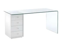 Vente-unique Bureaumeubel-Bureau Muriel Met Opbergruimte - 4 Laden - Gehard Glas & Mdf