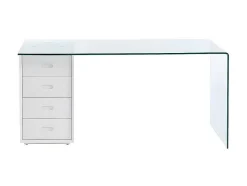 Vente-unique Bureaumeubel-Bureau Muriel Met Opbergruimte - 4 Laden - Gehard Glas & Mdf