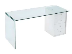 Vente-unique Bureaumeubel-Bureau Muriel Met Opbergruimte - 4 Laden - Gehard Glas & Mdf