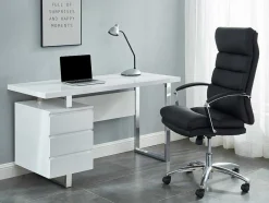 Vente-unique Bureaumeubel-Bureau Mylan Met Opbergruimte - 3 Laden - Mdf Wit Gelakt