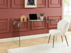 Vente-unique Bureaumeubel-Bureau Van Gehard Glas - Transparant - Madro