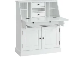 Vente-unique Bureaumeubel-Bureaukast - Grenen En Mdf - Wit - Cleore