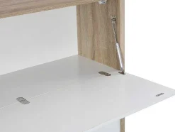 Vente-unique Bureaumeubel-Bureaukast Met 3 Deuren - Mdf En Metaal - Naturel En Wit - Derelis