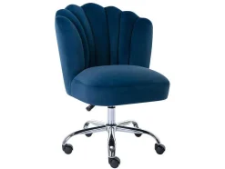 PASCAL MORABITO Bureaustoel-Bureaustoel - Velours - Blauw - Verstelbare Hoogte - Ruty Van