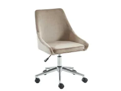 Vente-unique Bureaustoel-Bureaustoel Masurie - Velours - Beige - Verstelbare Hoogte