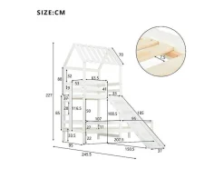 ModernLuxe Kinderbed-Cabine Stapelbed Met Glijbaan - 90X200Cm + 90X100Cm - Massief Grenen - Wit