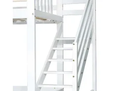 ModernLuxe Kinderbed-Cabine Stapelbed 90X200Cm - Massief Grenen - Met Trap En Glijbaan - Wit