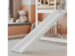 ModernLuxe Kinderbed-Cabine Stapelbed 90X200Cm - Massief Grenen - Met Trap En Glijbaan - Wit