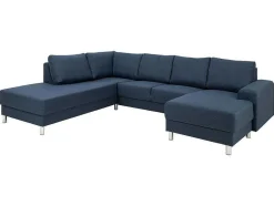 Vente-unique Modulair-Calverton Hoekbank Chaise Longue Rechts Gericht Donkerblauw.