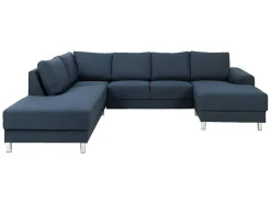 Vente-unique Modulair-Calverton Hoekbank Chaise Longue Rechts Gericht Donkerblauw.