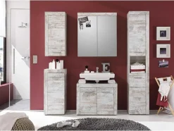 Trendteam Muurkast Badkamer-Cancun/Boombad Badkamerkast 1 Deur Wit Grenen Decor.