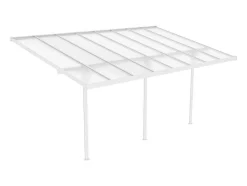 EXPERTLAND Prieel, Pergola, Gazebo En Kiosk-Carport Pergola Voor Tegen De Muur Van Aluminium 15,1 M Wit Alvaro