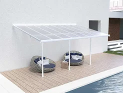 EXPERTLAND Prieel, Pergola, Gazebo En Kiosk-Carport Pergola Voor Tegen De Muur Van Aluminium 15,1 M Wit Alvaro