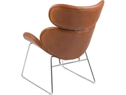 Vente-unique Fauteuil Kunstleer-Cazy Fauteuil Kunstleer Vintage Cognac Bruin - Chromen Onderstel.