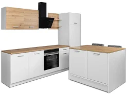 Vente-unique Keukeneiland-Centraal Keukeneiland Met 2 Deurtjes - Wit En Naturel - Mechila