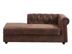Vente-unique Chaise Longue-Chaise Longue - Hoek Links - Chesterfield Shirel Van Microvezel Met Lived-In Leeraspect