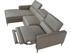 Angel Cerda Hoekbank-Chaise Longue Bank In Donkergrijs Leer Met Relaxmechanisme 6125