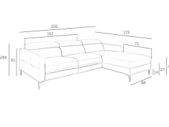 Angel Cerda Hoekbank-Chaise Longue Bank In Donkergrijs Leer Met Relaxmechanisme 6126