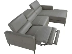 Angel Cerda Hoekbank-Chaise Longue Bank In Donkergrijs Leer Met Relaxmechanisme 6126