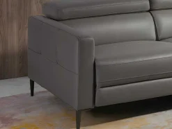 Angel Cerda Hoekbank-Chaise Longue Bank In Donkergrijs Leer Met Relaxmechanisme 6126