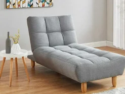 Vente-unique Chaise Longue-Chaise Longue Klik-Klak Van Stof - Grijs