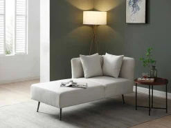 Vente-unique Chaise Longue-Chaise Longue Links Van Cremekleurige Stof Napasa